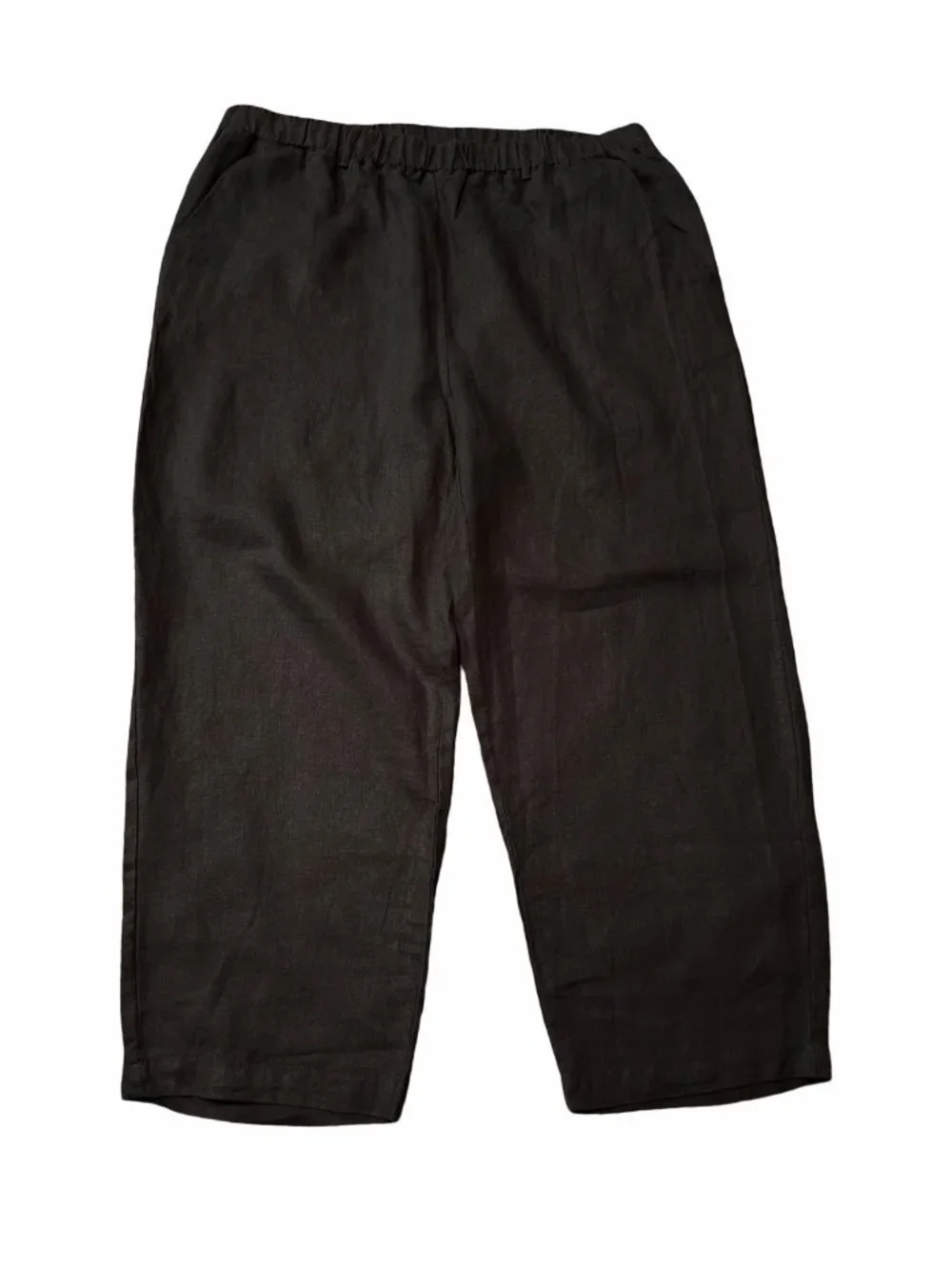 Quince 100% European Linen Wide Leg Pant Black Womens XL Elastic Waist Beach